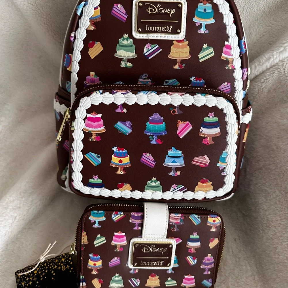 Disney Princess Dessert Cakes Loungefly Mini Backpack and Wallet Set: NWT - Picture 1 of 16
